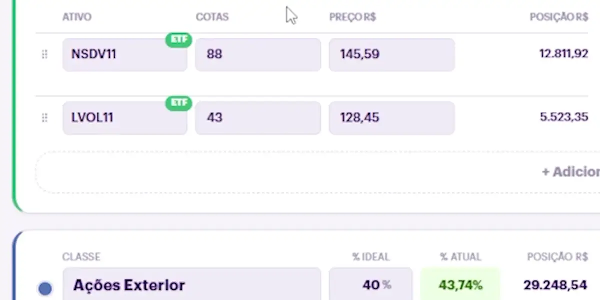 Atualização automática da carteira